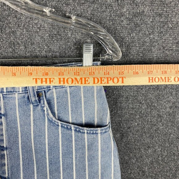 Bilabong Skirt Women's 26 Mini Striped Button Fly 100% Cotton Denim - Picture 2 of 6